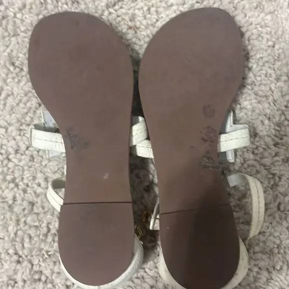 Gently used Tory Burch ivory phoebe flat sandals size 7.5 - Picture 2 of 6